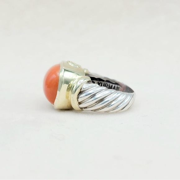 David Yurman Large Noblesse Ring With Red Coral And Gold - Picture 3 of 10